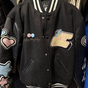 Ethika, Black, Genuine Leather varsity Jacket, Size M, Felt